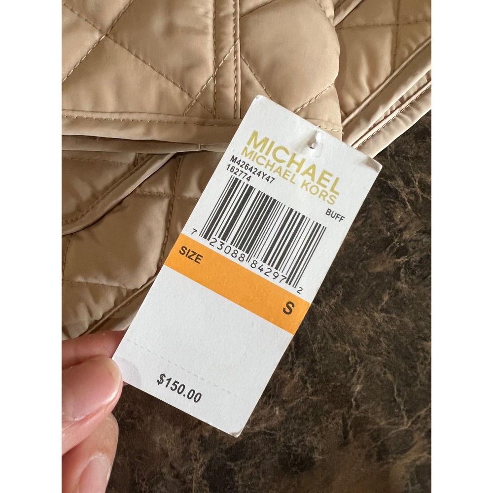 Michael Kors Diamond Quilted Jacket Buff Beige Gold Hardware M426424Y47 Small - Picture 3 of 7